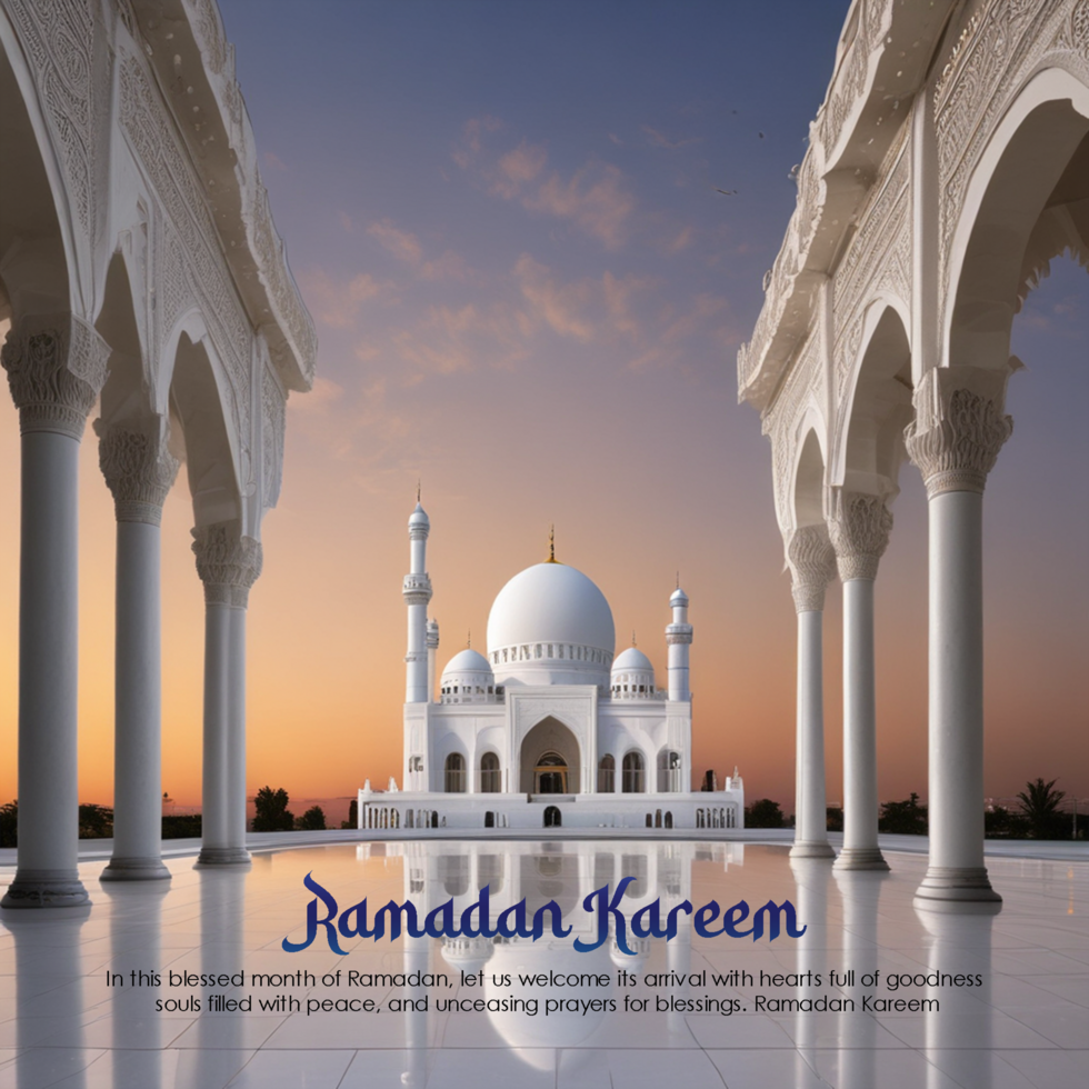 The mosque background design is white in the morning psd