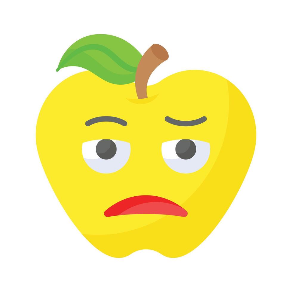 Bored face expression, icon of bored emoji, premium vector