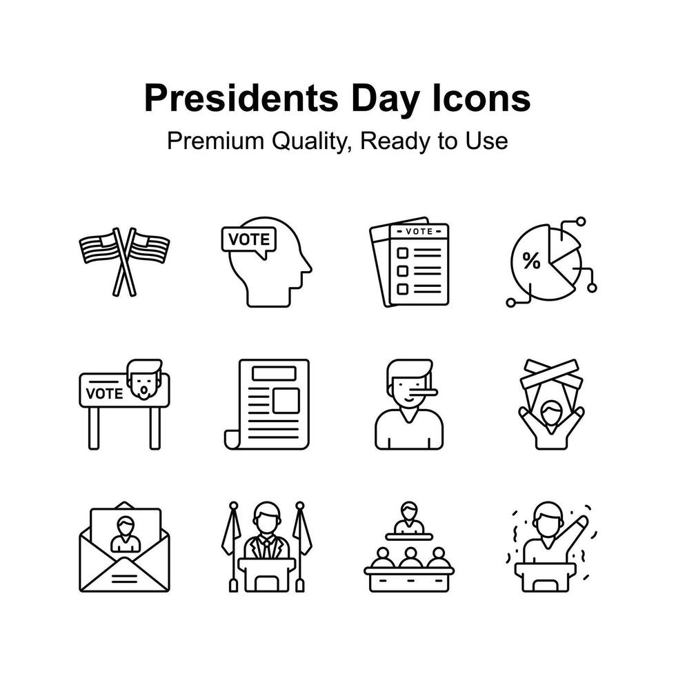 visualmente Perfecto presidentes día icono colocar, personalizable vectores