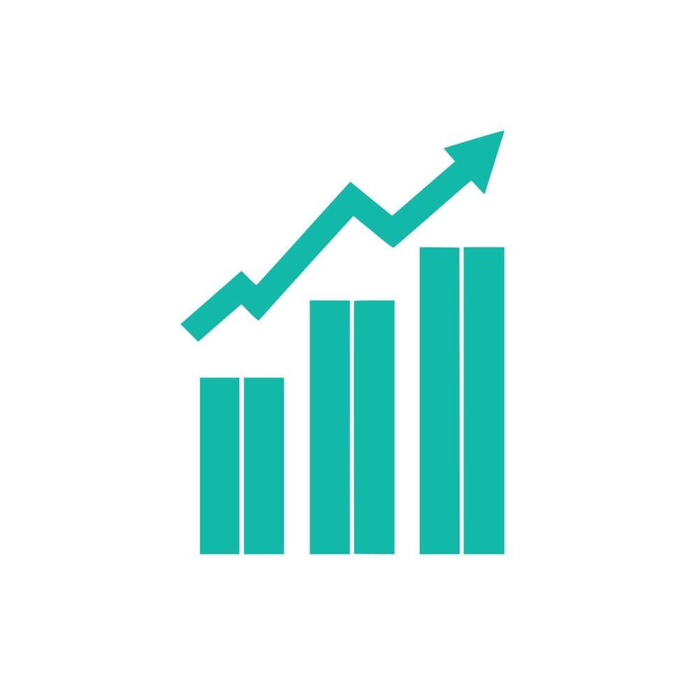 Bar graph icon on white background. illustration in trendy flat style vector