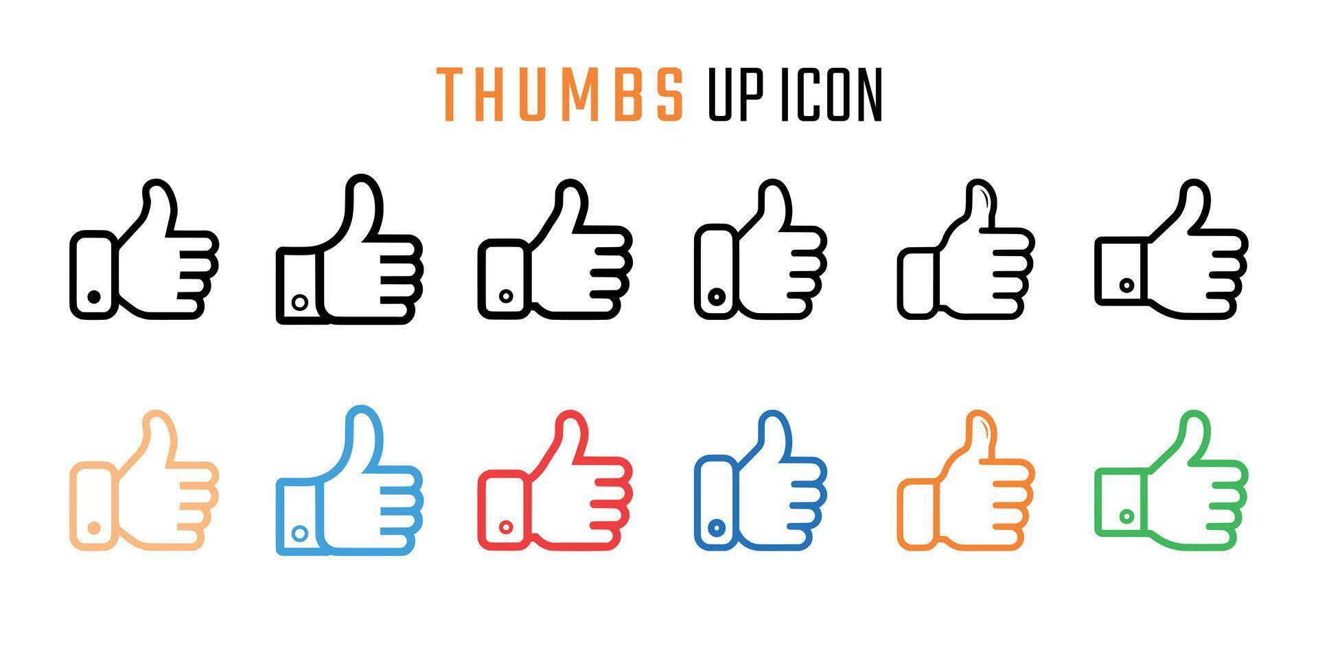 Set of Thumb up icons. illustration in flat style vector