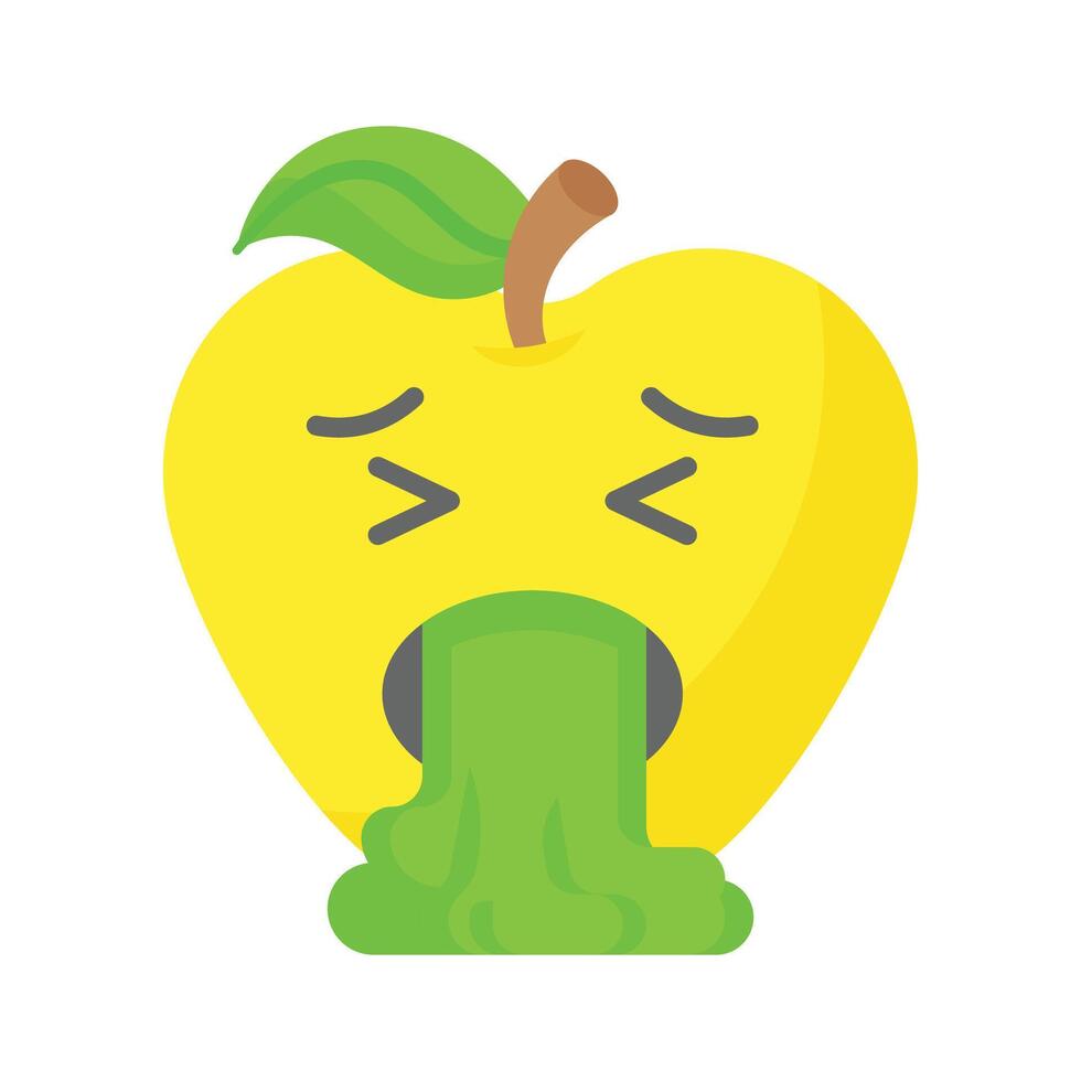 Get your hands on this trendy vomiting emoji icon design vector