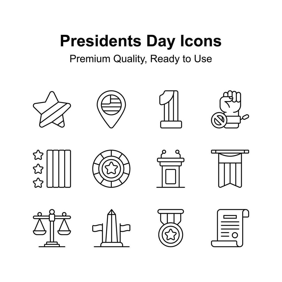 Creatively crafted presidents day icons set, customizable vectors