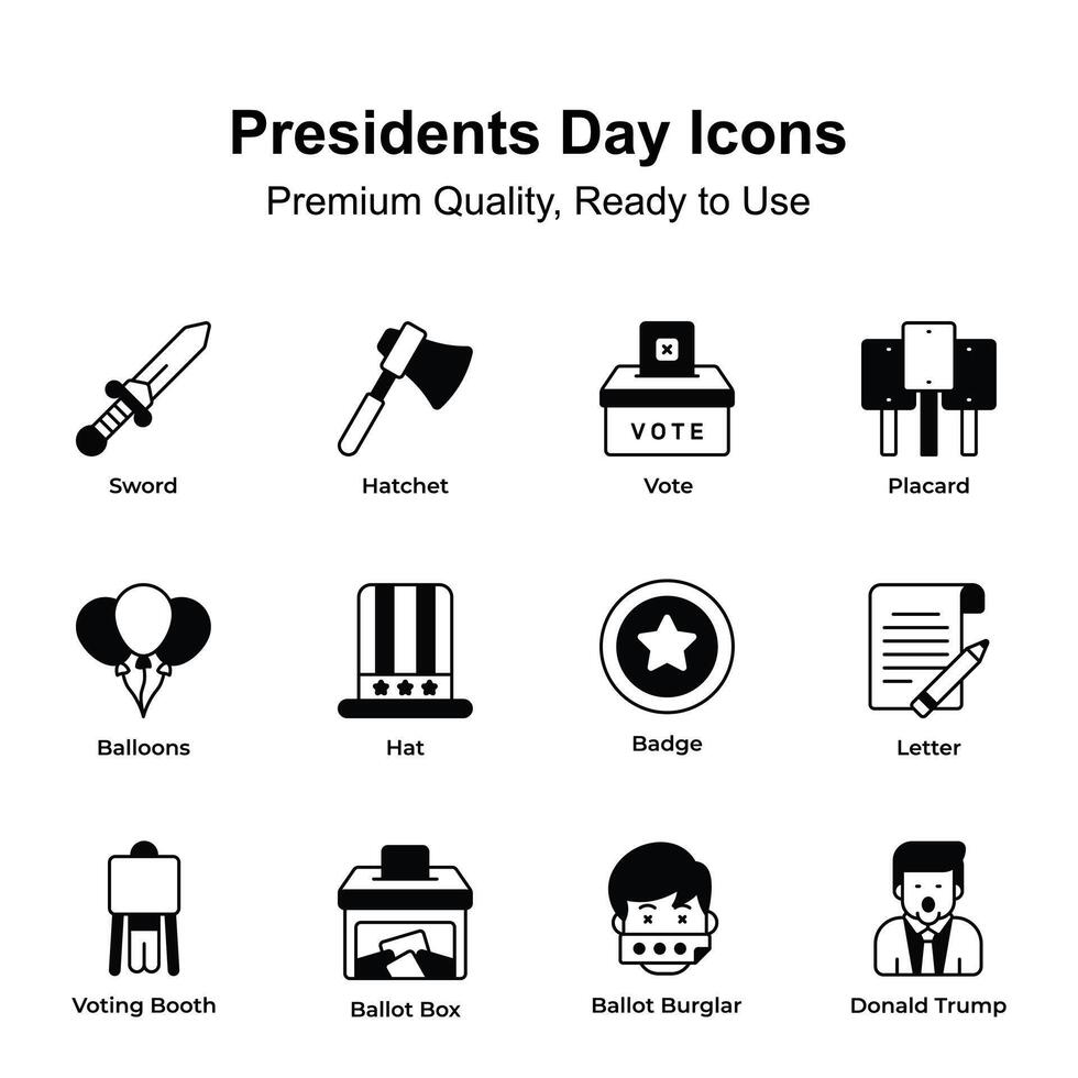 Take a look at this carefully crafted presidents day icons set vector