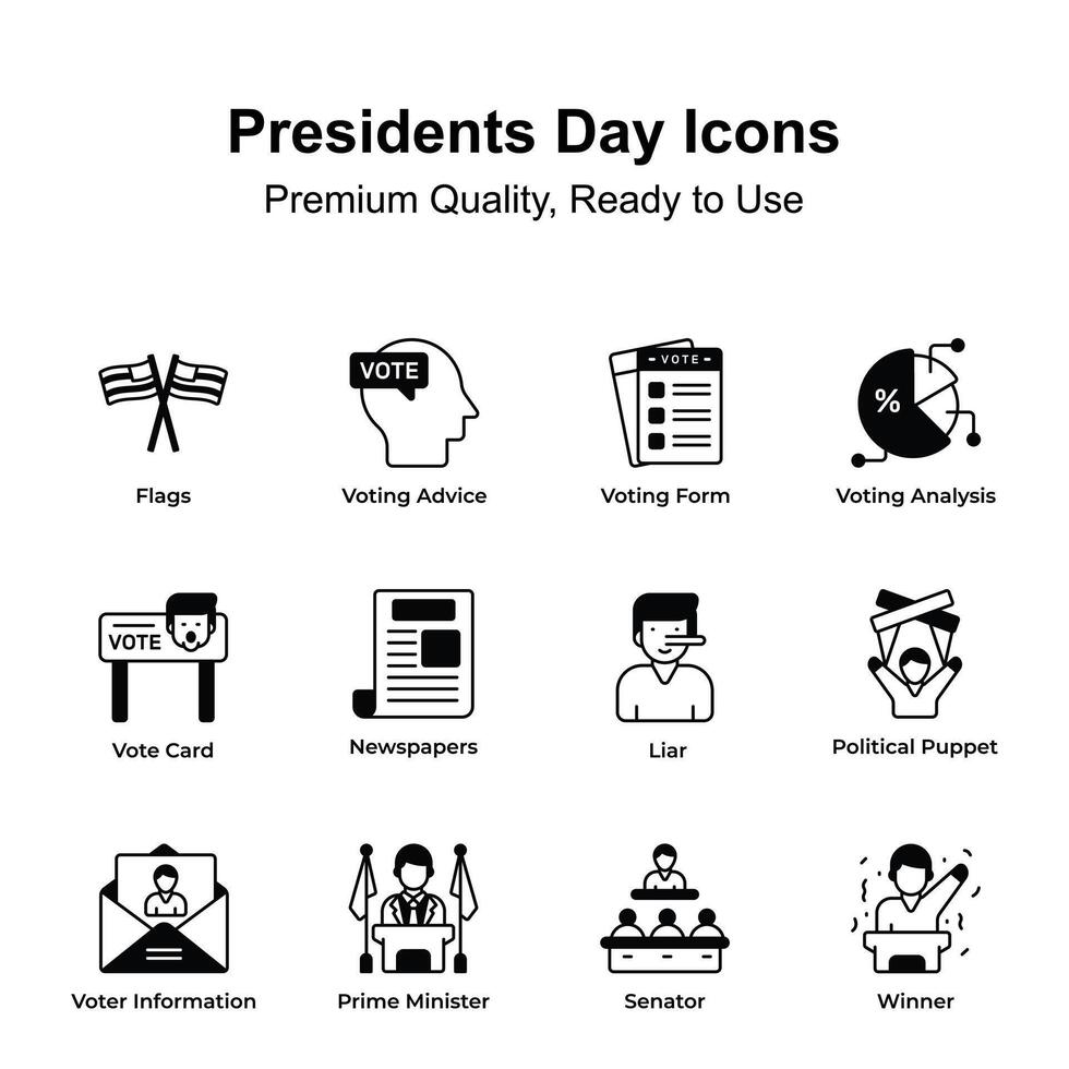 Visually perfect presidents day icon set, customizable vectors