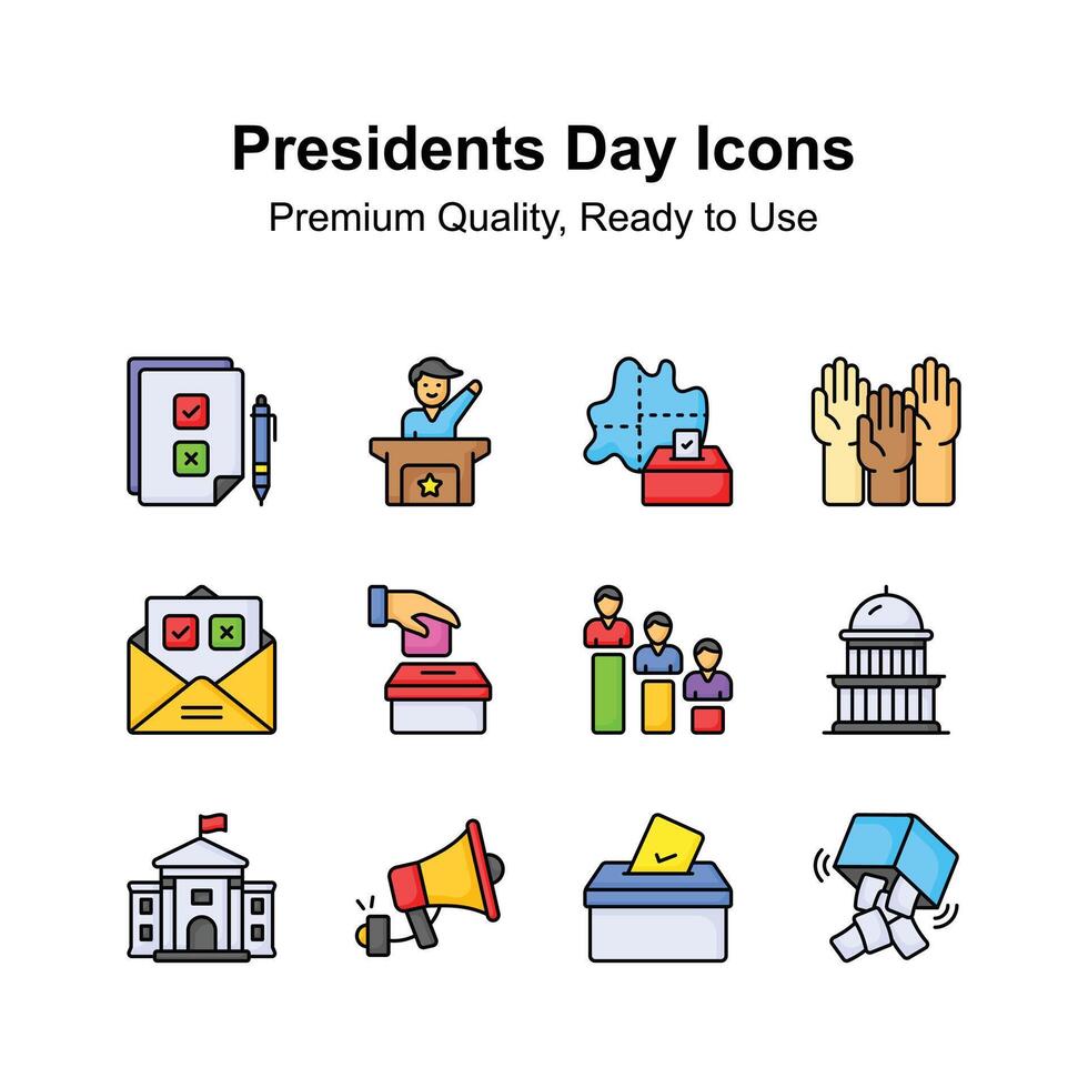 Presidents day icons set, premium vectors ready to use