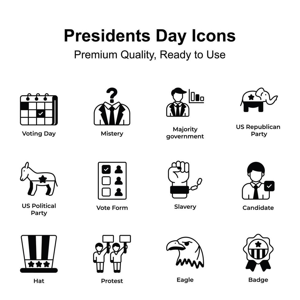 Pack of presidents day icons in trendy style, easy to use and download vector