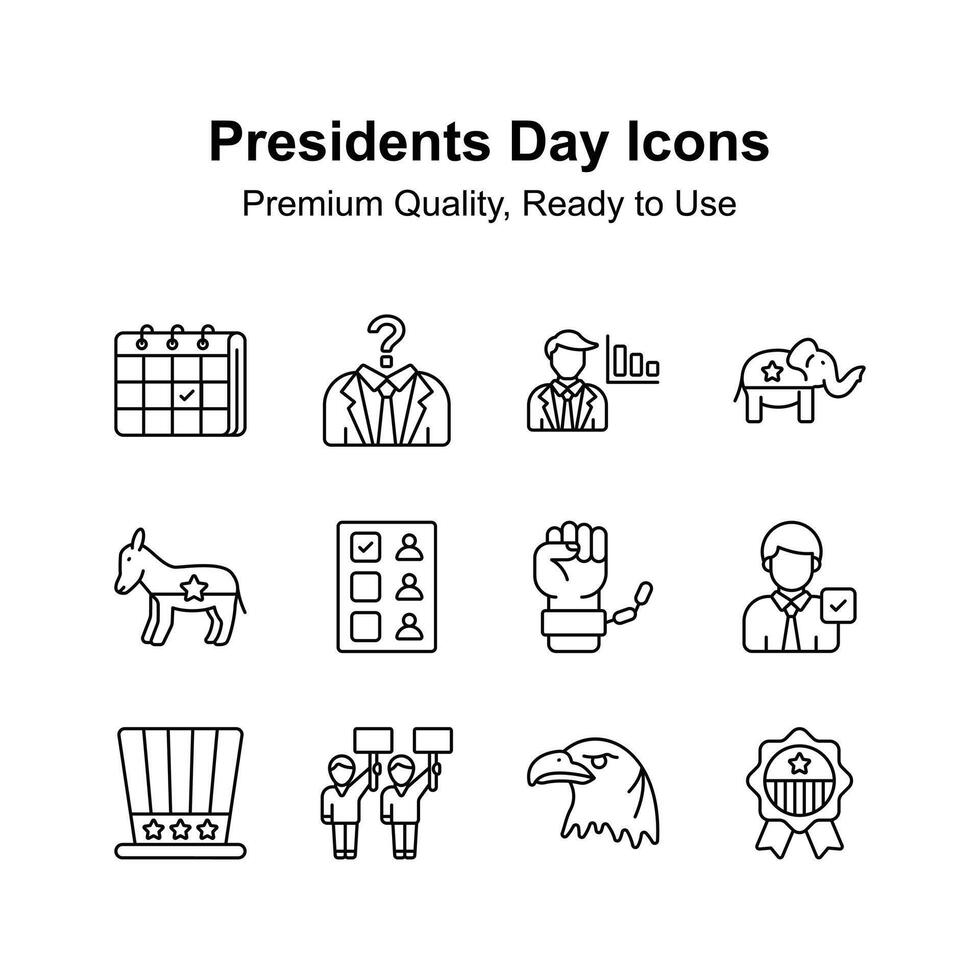 Pack of presidents day icons in trendy style, easy to use and download vector