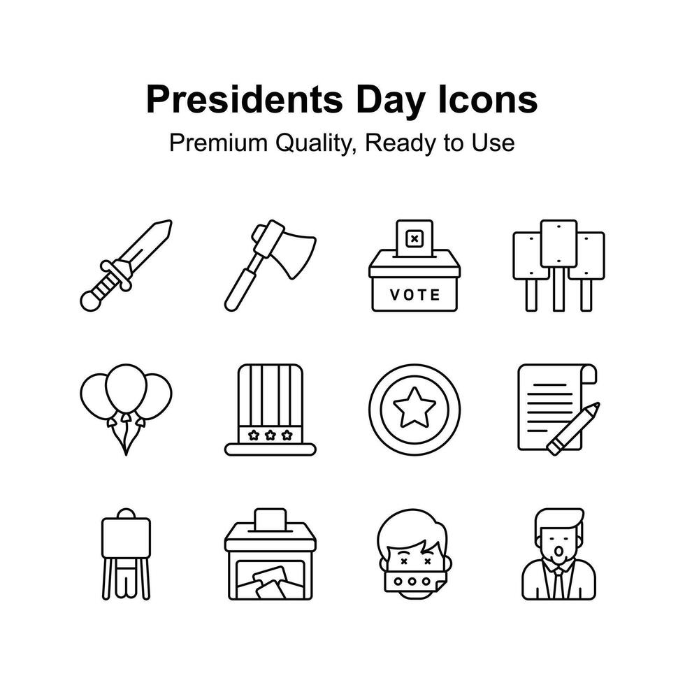Take a look at this carefully crafted presidents day icons set vector