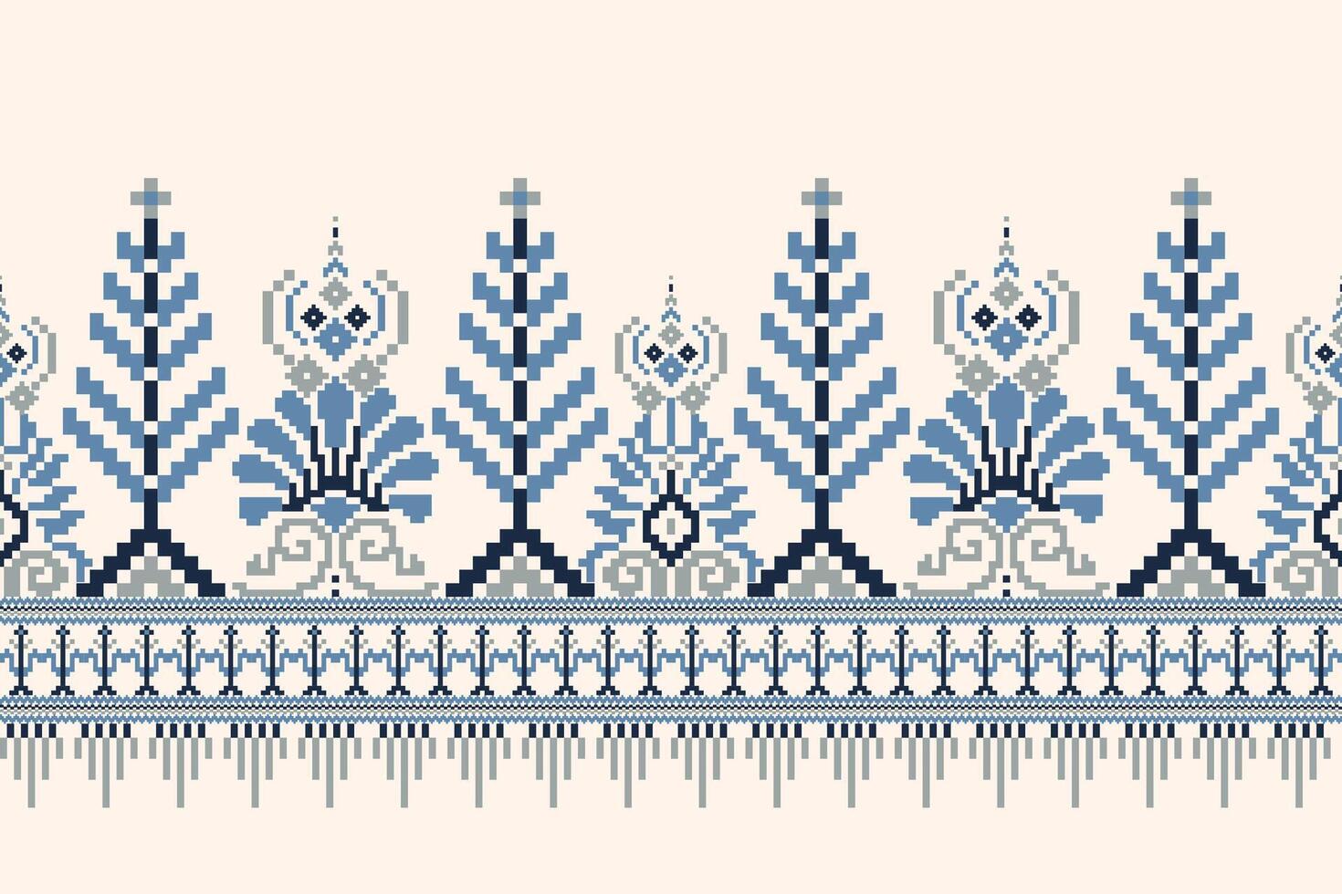 Floral knitted pattern on white background,geometric ethnic oriental embroidery vector