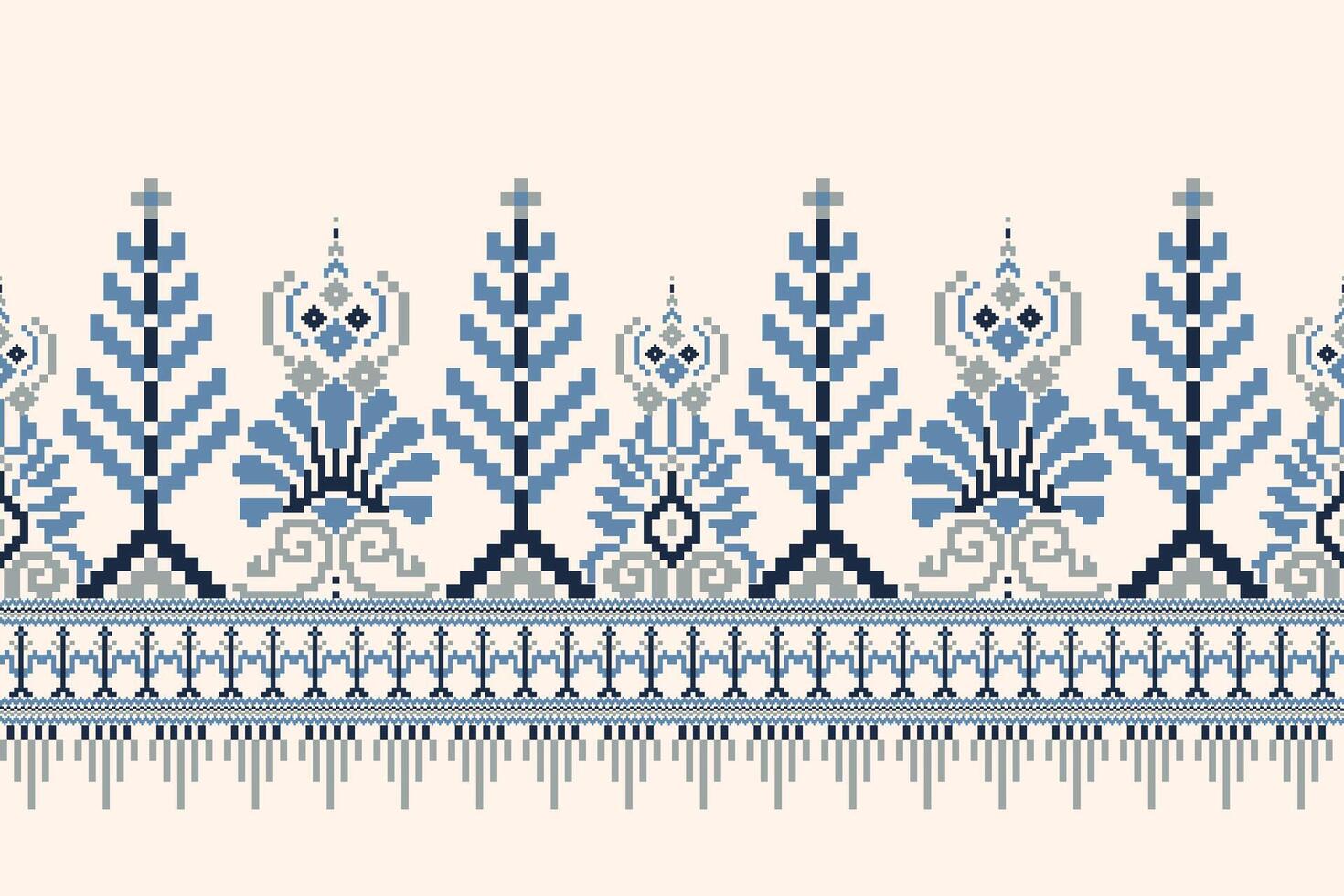 Floral knitted pattern on white background,geometric ethnic oriental embroidery vector