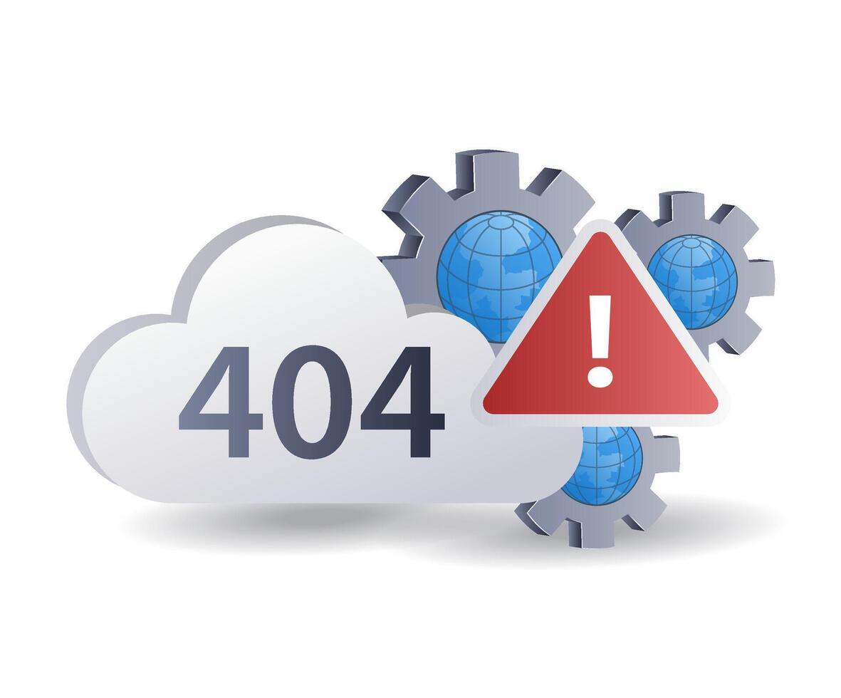 reparar nube sistema error 404, infografía 3d ilustración plano isométrica vector