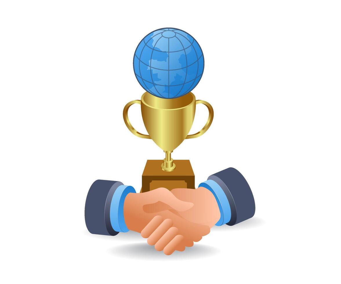 Receiving and handing over 3d flat isometric illustration infographic trophies vector