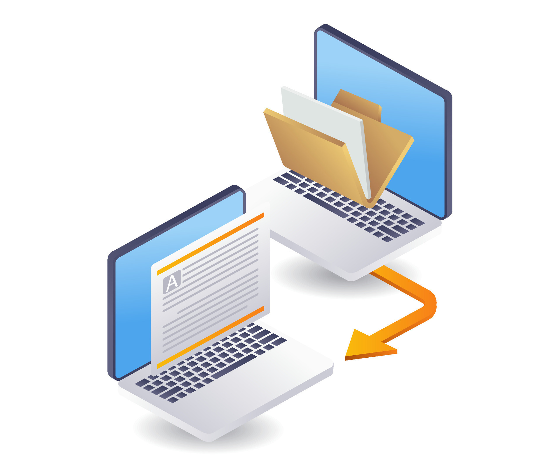 Data transfer between computers technology infographics flat isometric ...