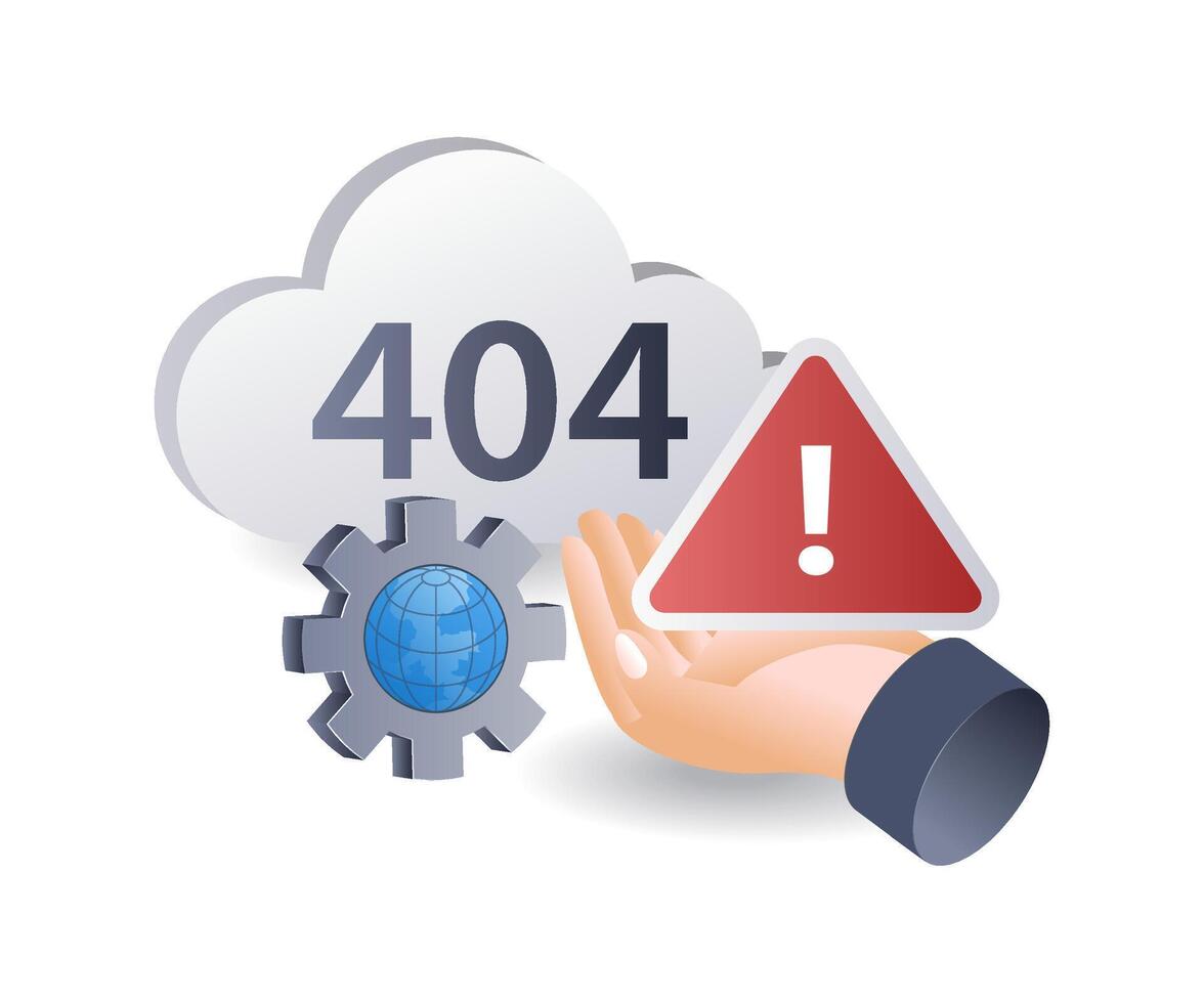 Error warning code 404 infographic flat isometric 3d illustration vector