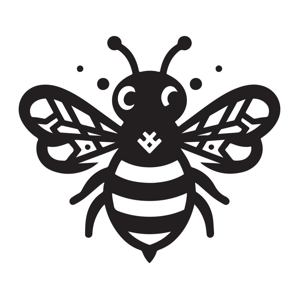 Bee silhouette black flat illustration vector