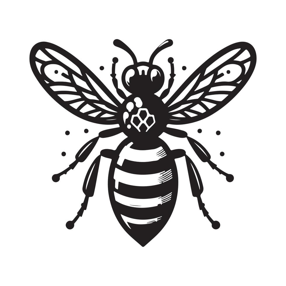 Bee silhouette black flat illustration vector