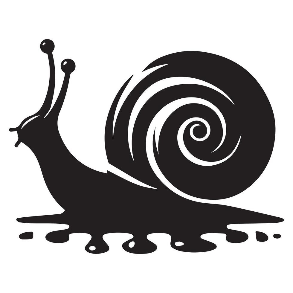 Snail Silhouette flat illustration. vector