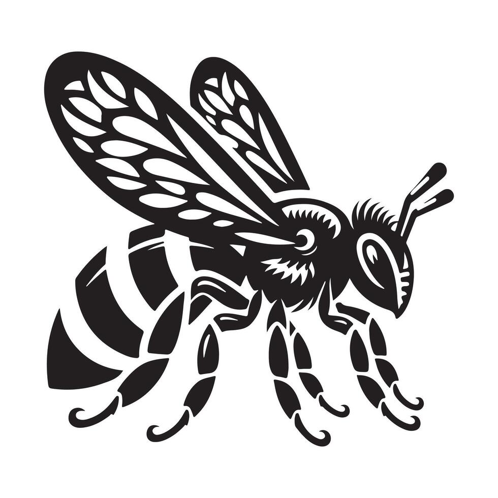 Bee silhouette black flat illustration vector