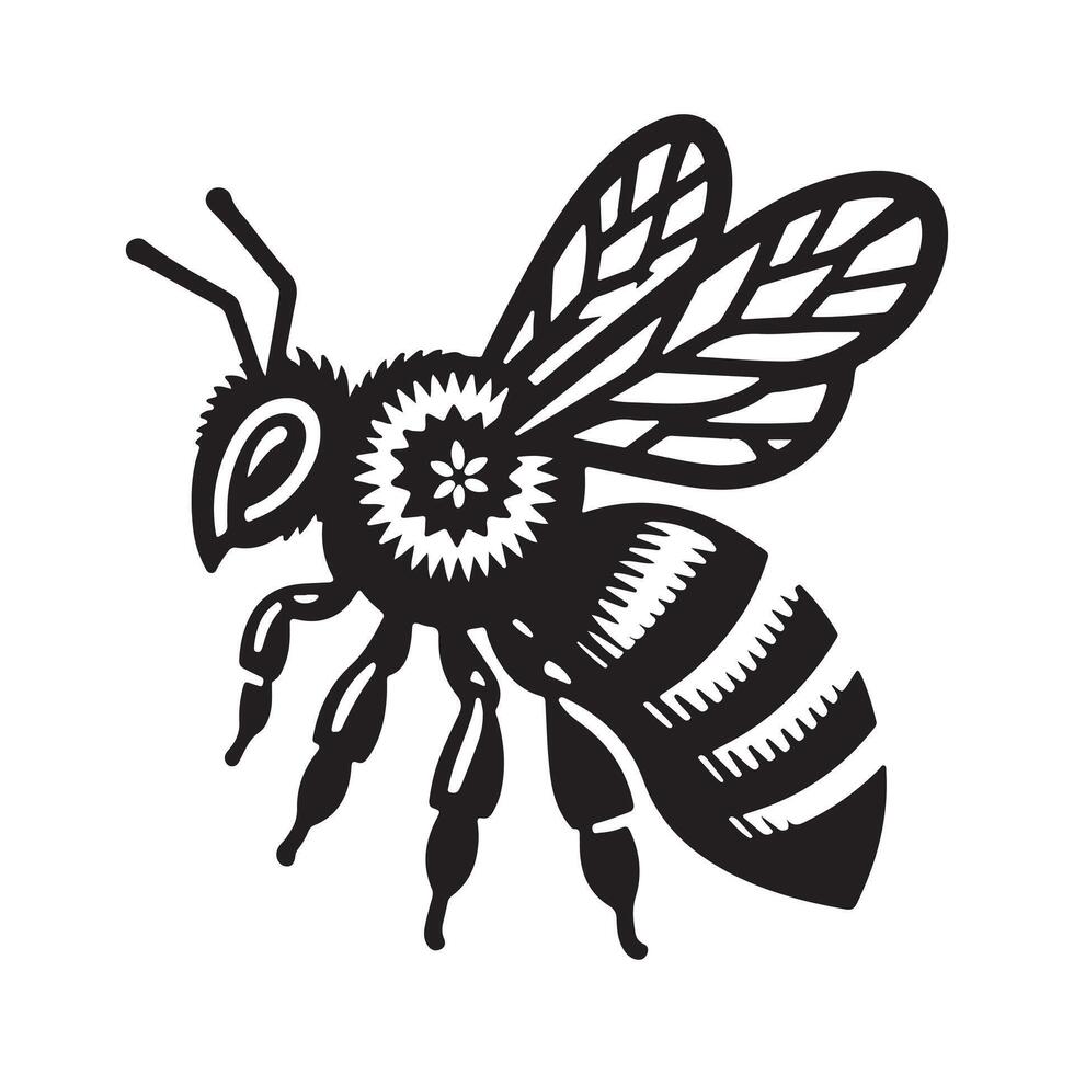 Bee silhouette black flat illustration vector