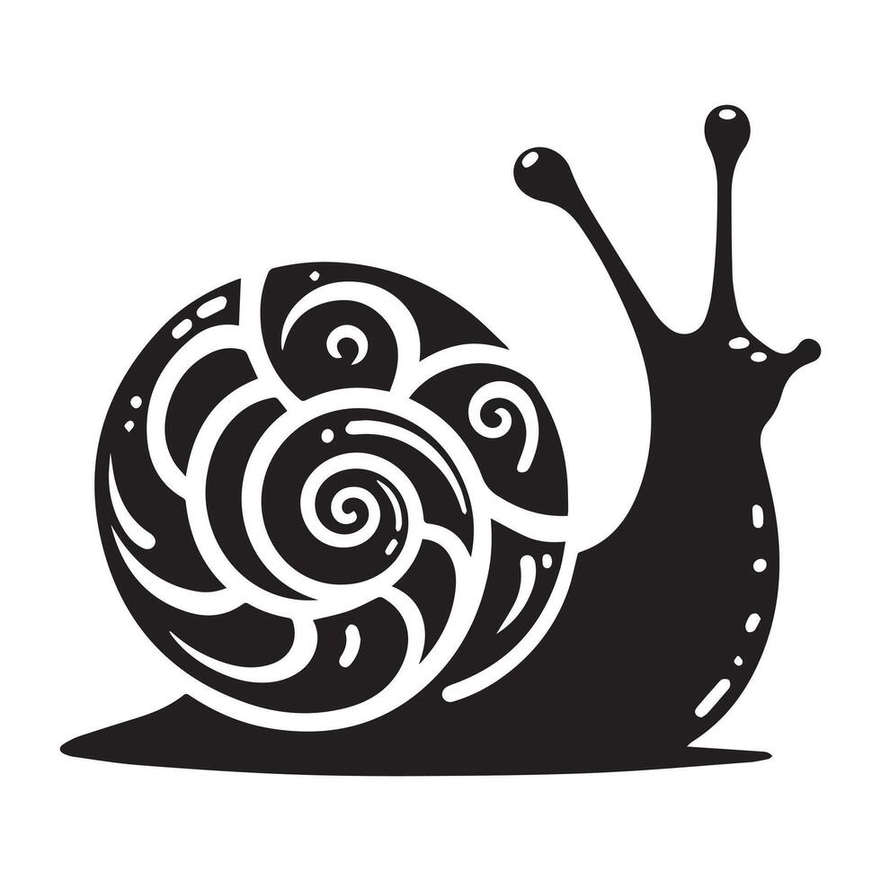 Snail Silhouette flat illustration. vector