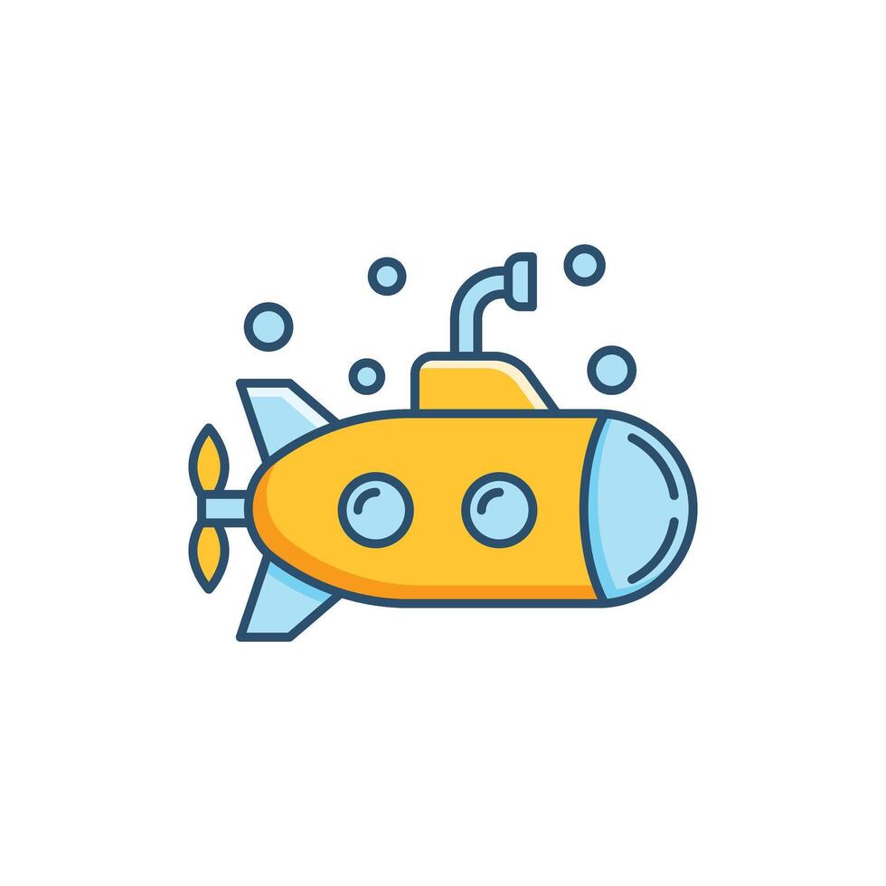 Submarine icon in flat style. Bathyscaphe illustration on isolated background. Underwater transport sign business concept. vector