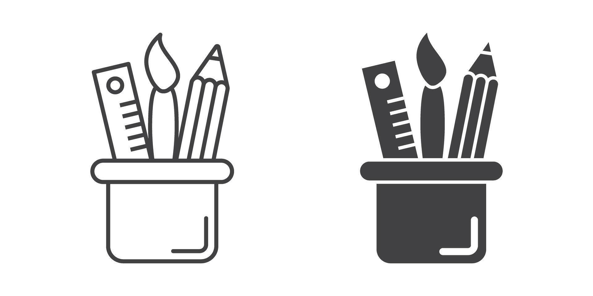 Stationery icon in flat style. Office supplies illustration on isolated background. Writing sign business concept. vector