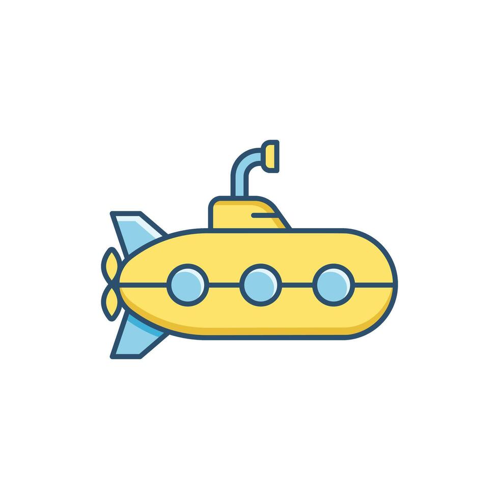 Submarine icon in flat style. Bathyscaphe illustration on isolated background. Underwater transport sign business concept. vector