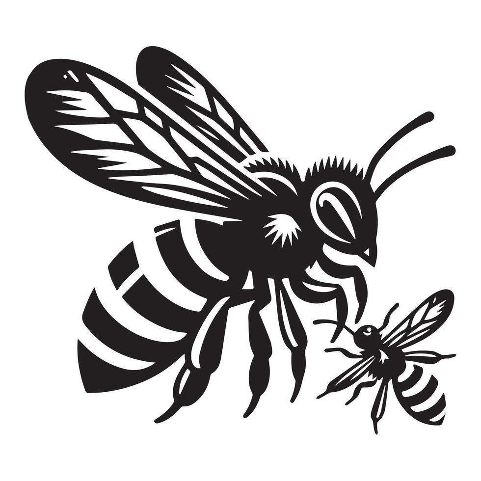 Bee silhouette black flat illustration vector