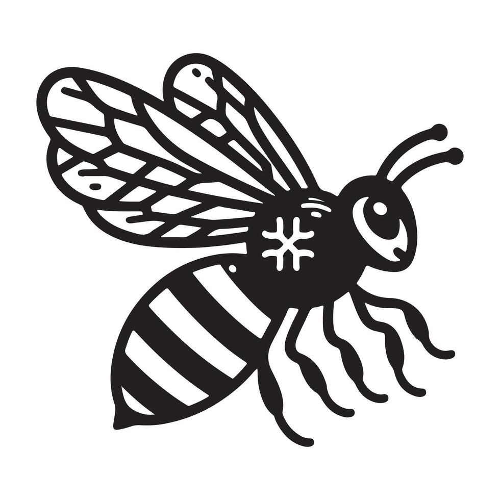 Bee silhouette black flat illustration vector