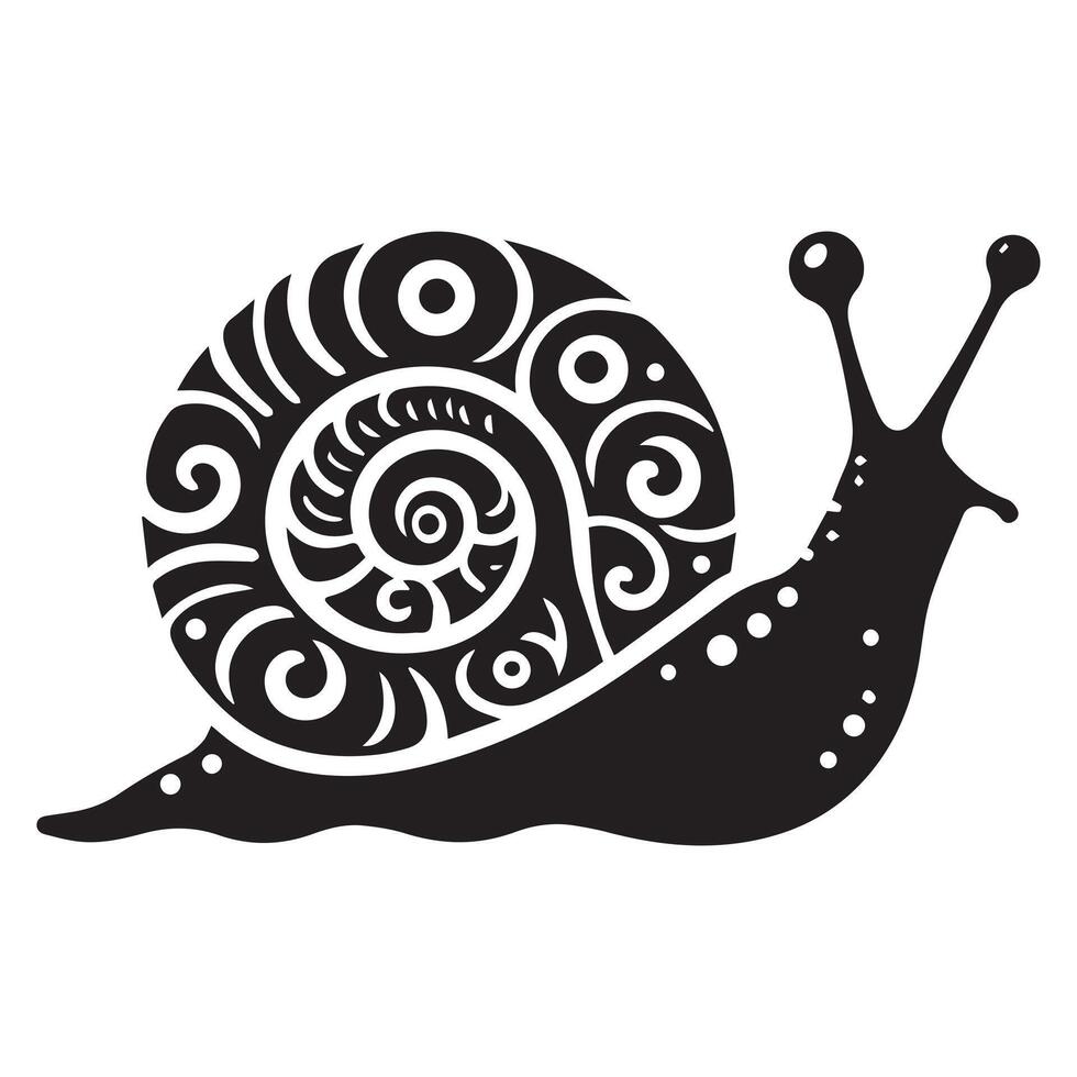 Snail Silhouette flat illustration. vector