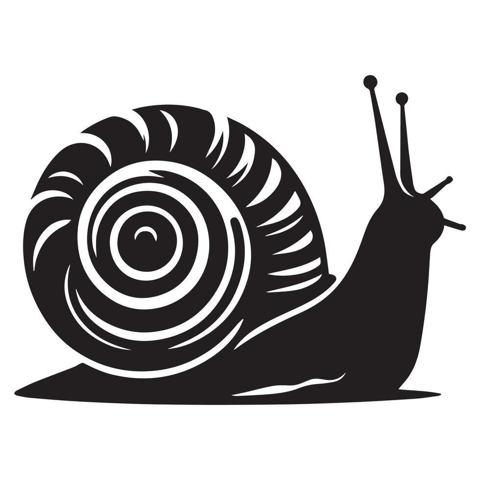 Snail Silhouette flat illustration. vector