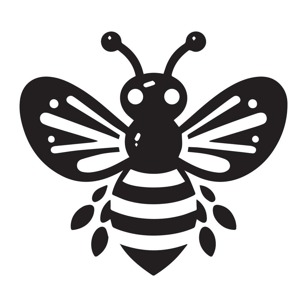 Bee silhouette black flat illustration vector