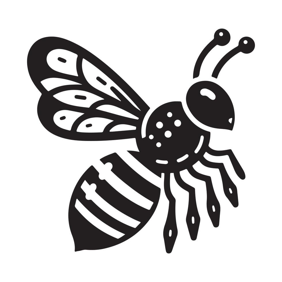 Bee silhouette black flat illustration vector