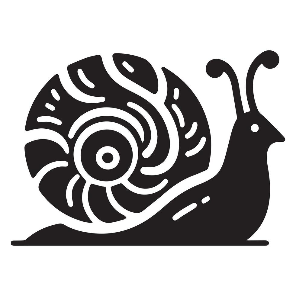 Snail Silhouette flat illustration. vector