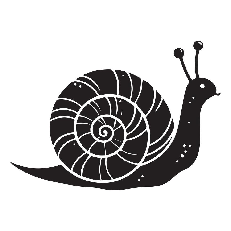 Snail Silhouette flat illustration. vector