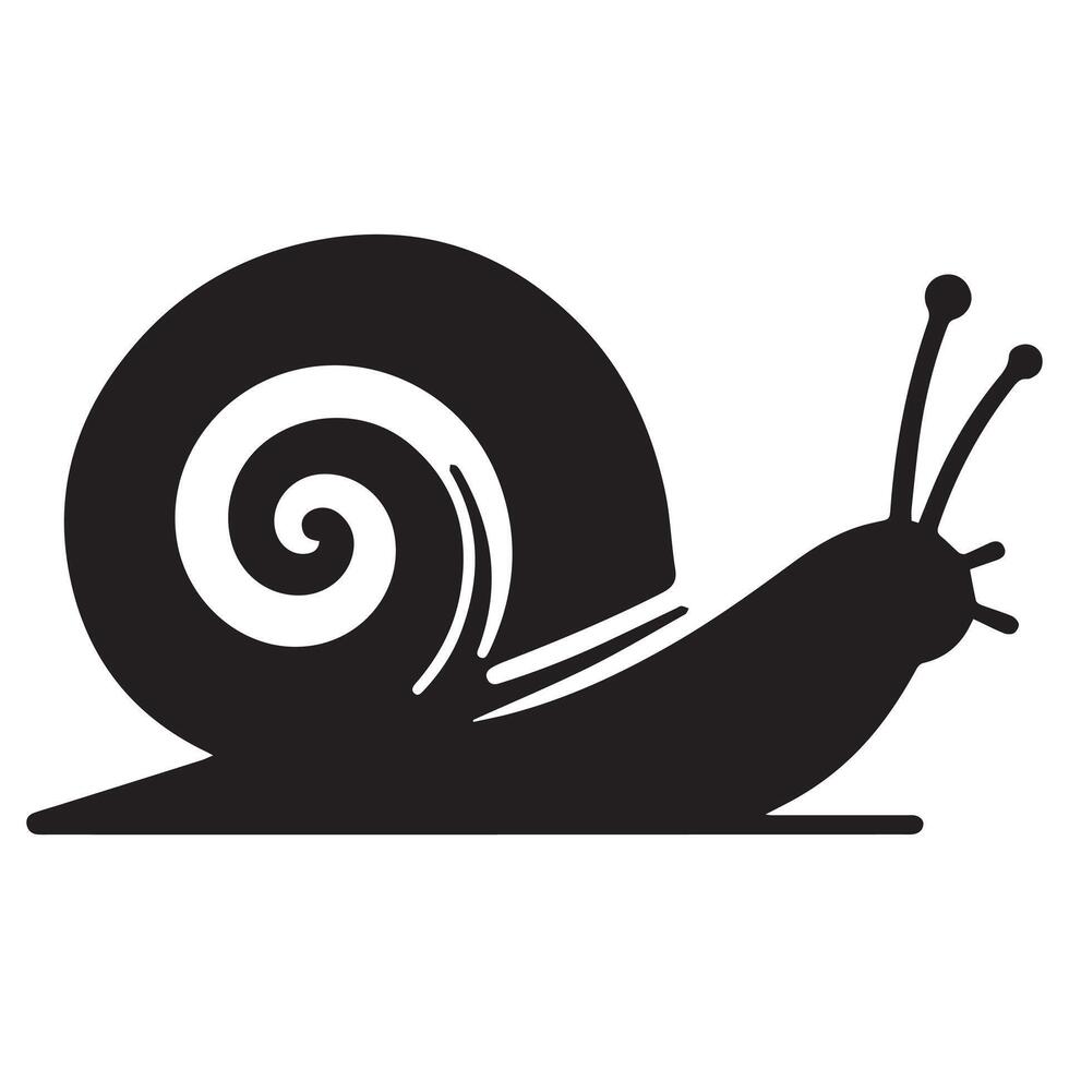 Snail Silhouette flat illustration. vector