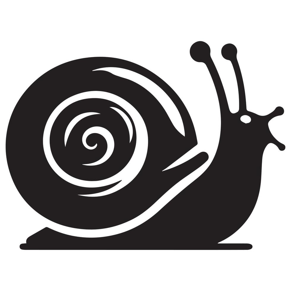 Snail Silhouette flat illustration. vector