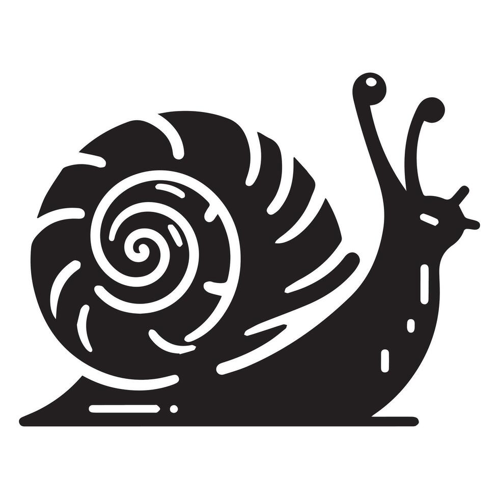 Snail Silhouette flat illustration. vector
