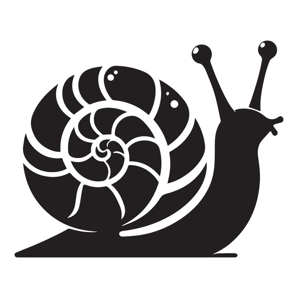 Snail Silhouette flat illustration. vector