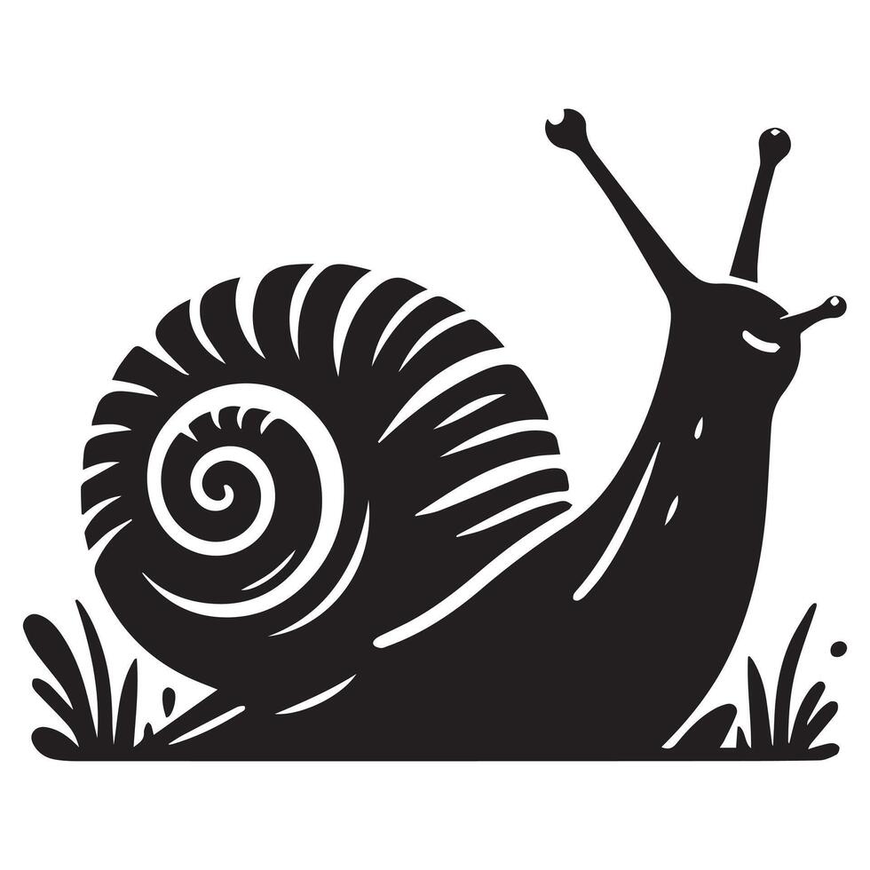 Snail Silhouette flat illustration. vector