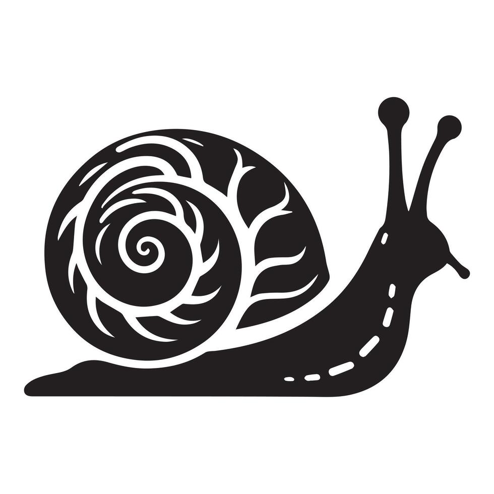 Snail Silhouette flat illustration. vector