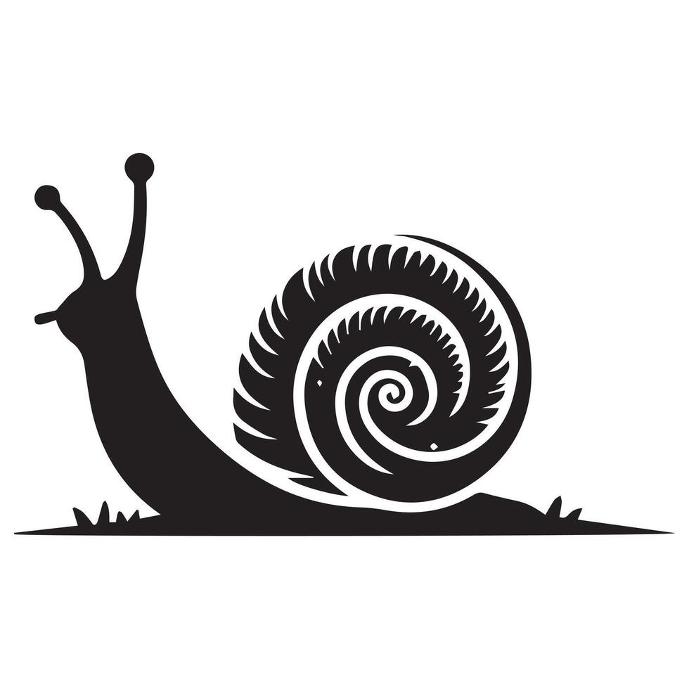 Snail Silhouette flat illustration. vector