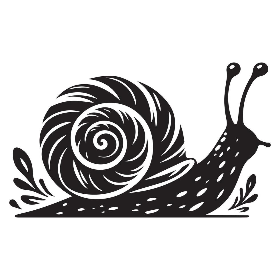 Snail Silhouette flat illustration. vector