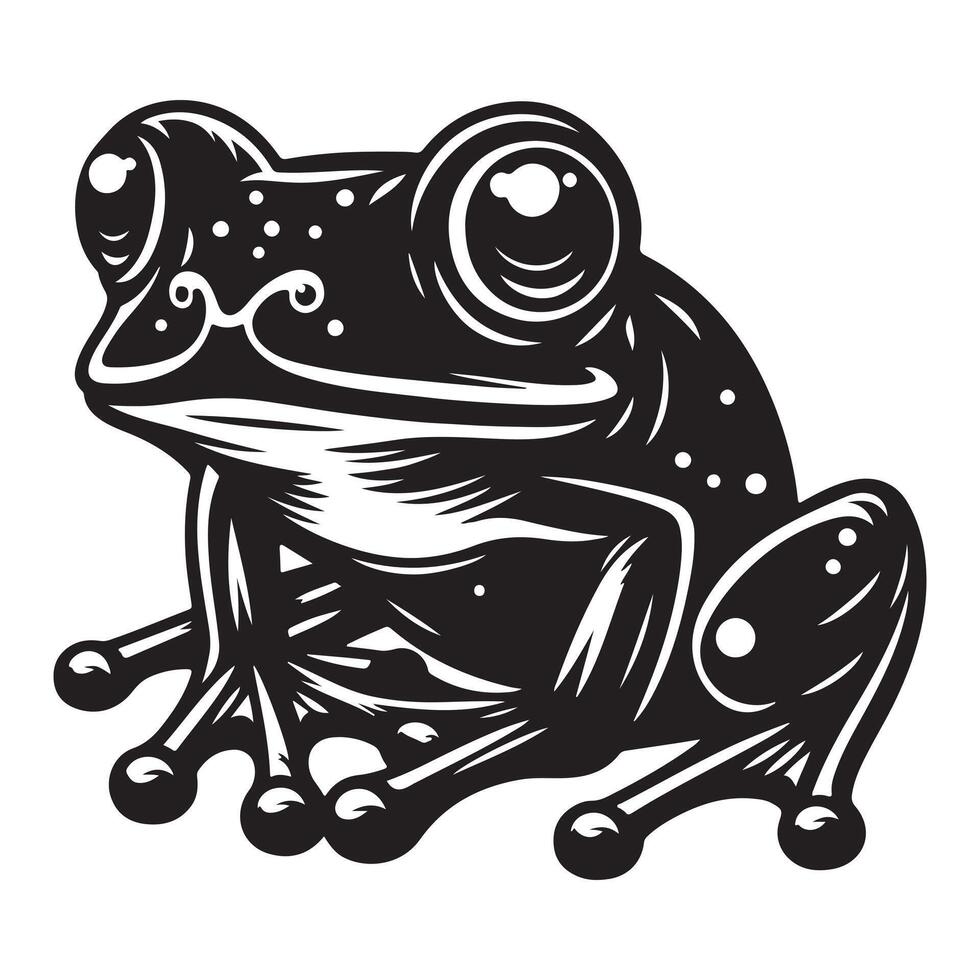 Frog silhouette black flat illustration. vector