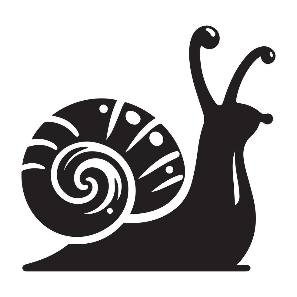 Snail Silhouette flat illustration. vector