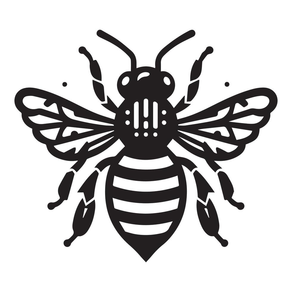 Bee silhouette black flat illustration vector