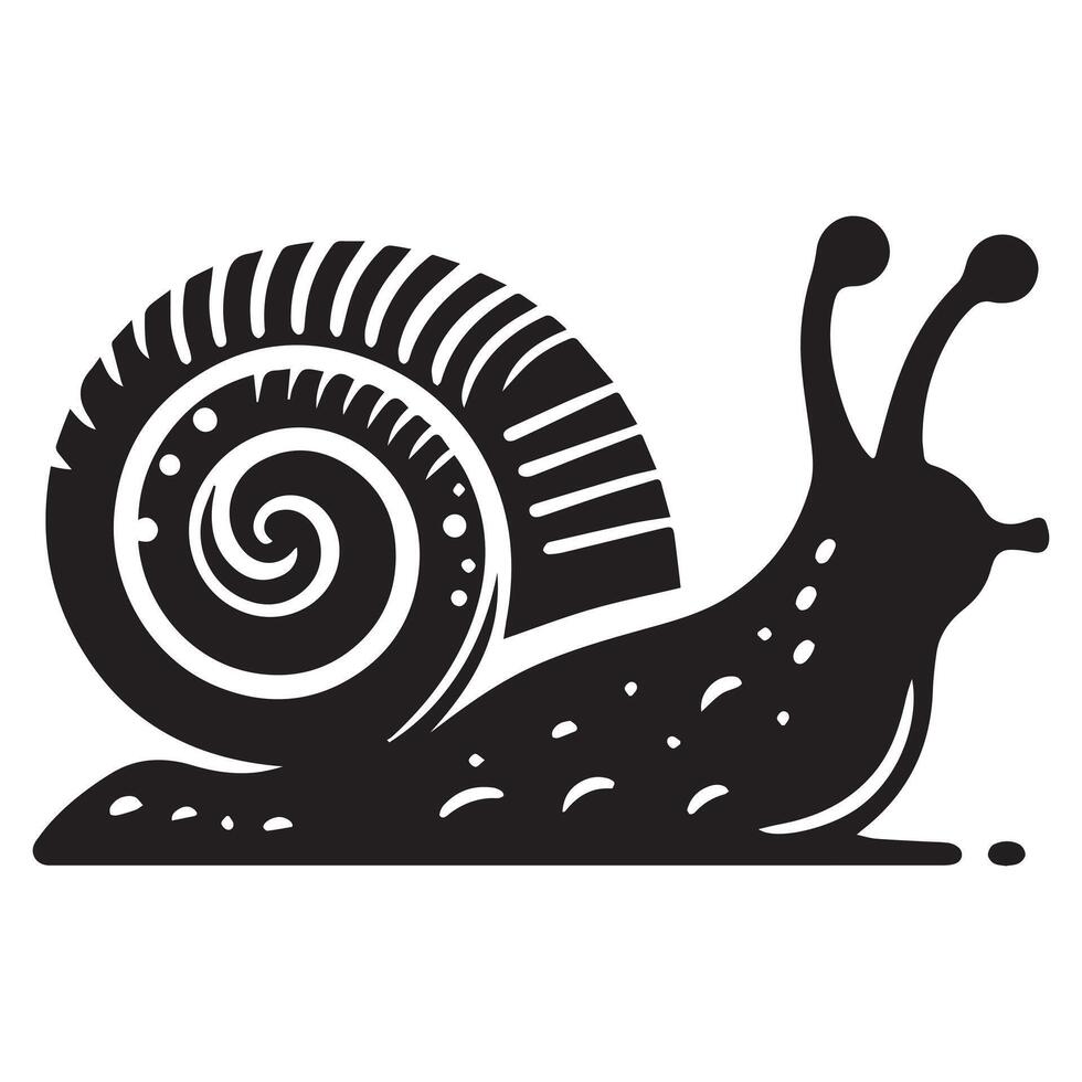 Snail Silhouette flat illustration. vector