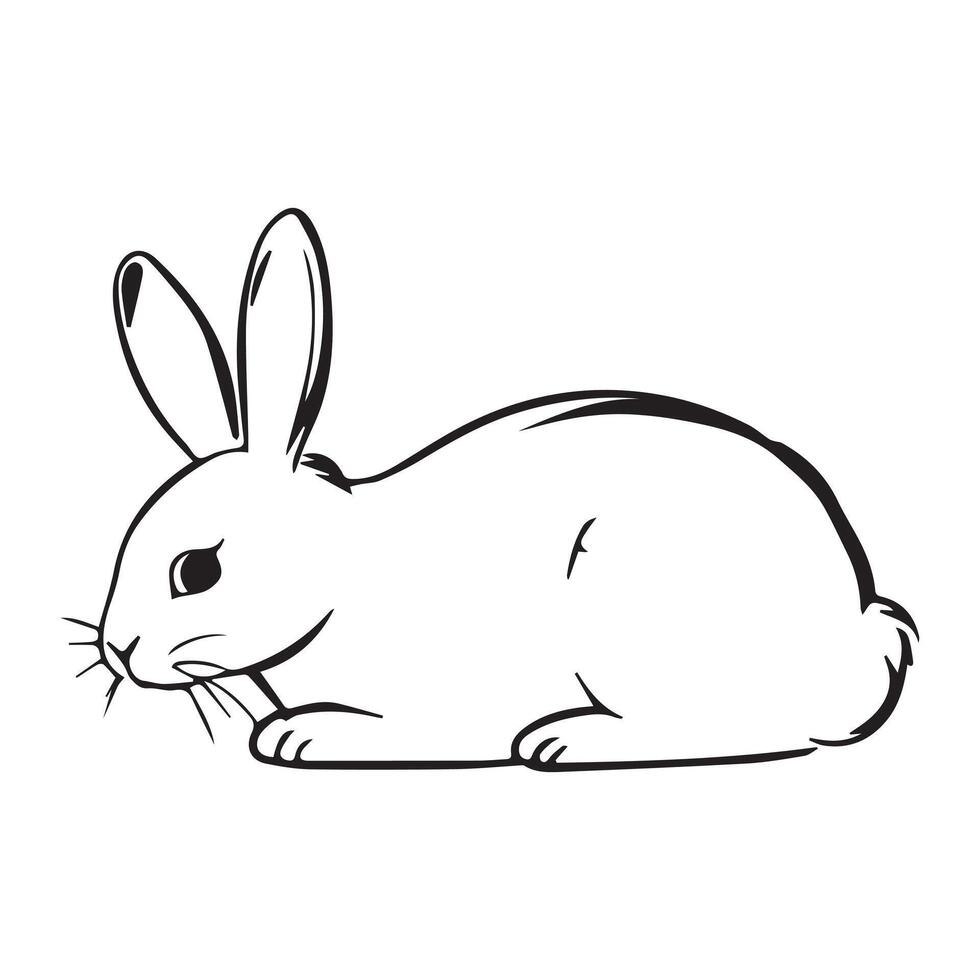 Rabbit Silhouette flat illustration. vector