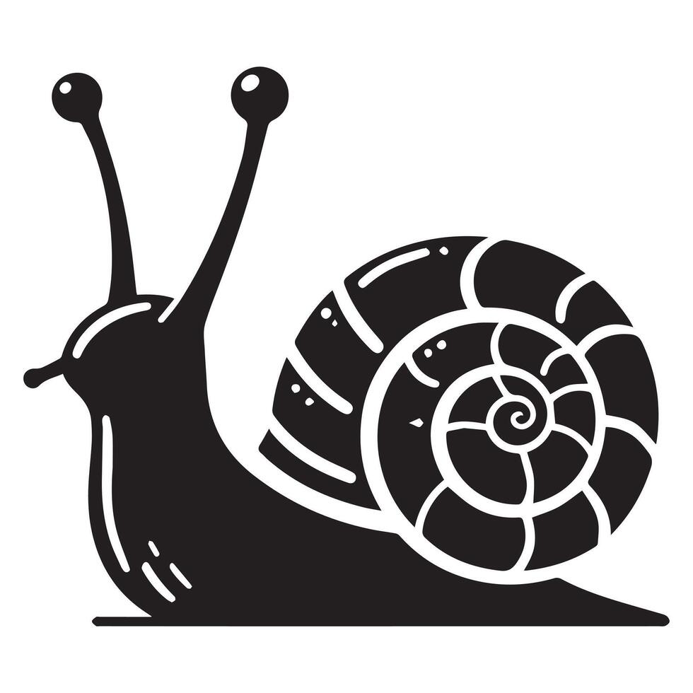 Snail Silhouette flat illustration. vector